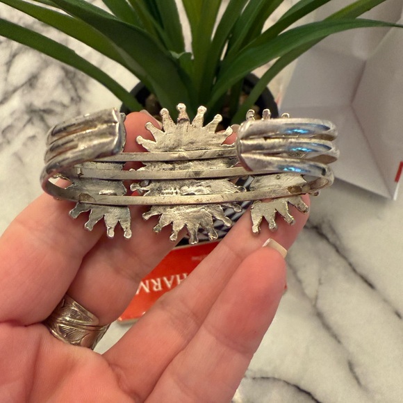 Needlepoint Turquoise Colored Zuni Style Cuff Bracelet - Picture 4 of 5